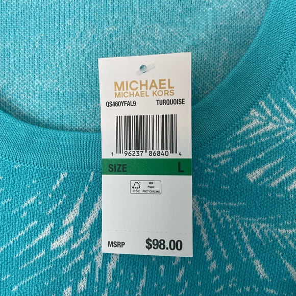 Michael Kors Palm Print Short Sleeve Sweater - Picture 2 of 5